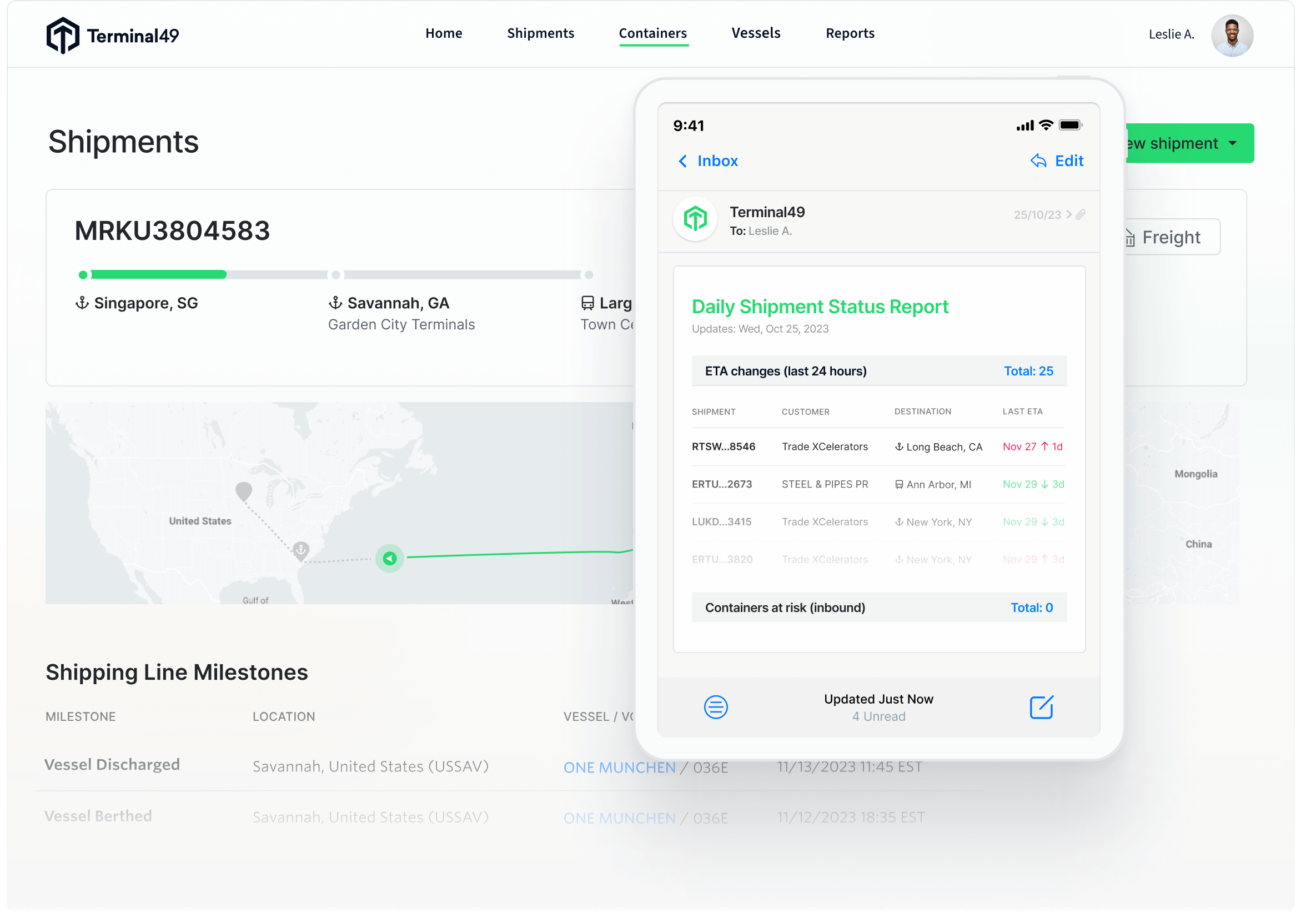 shipments dashboard